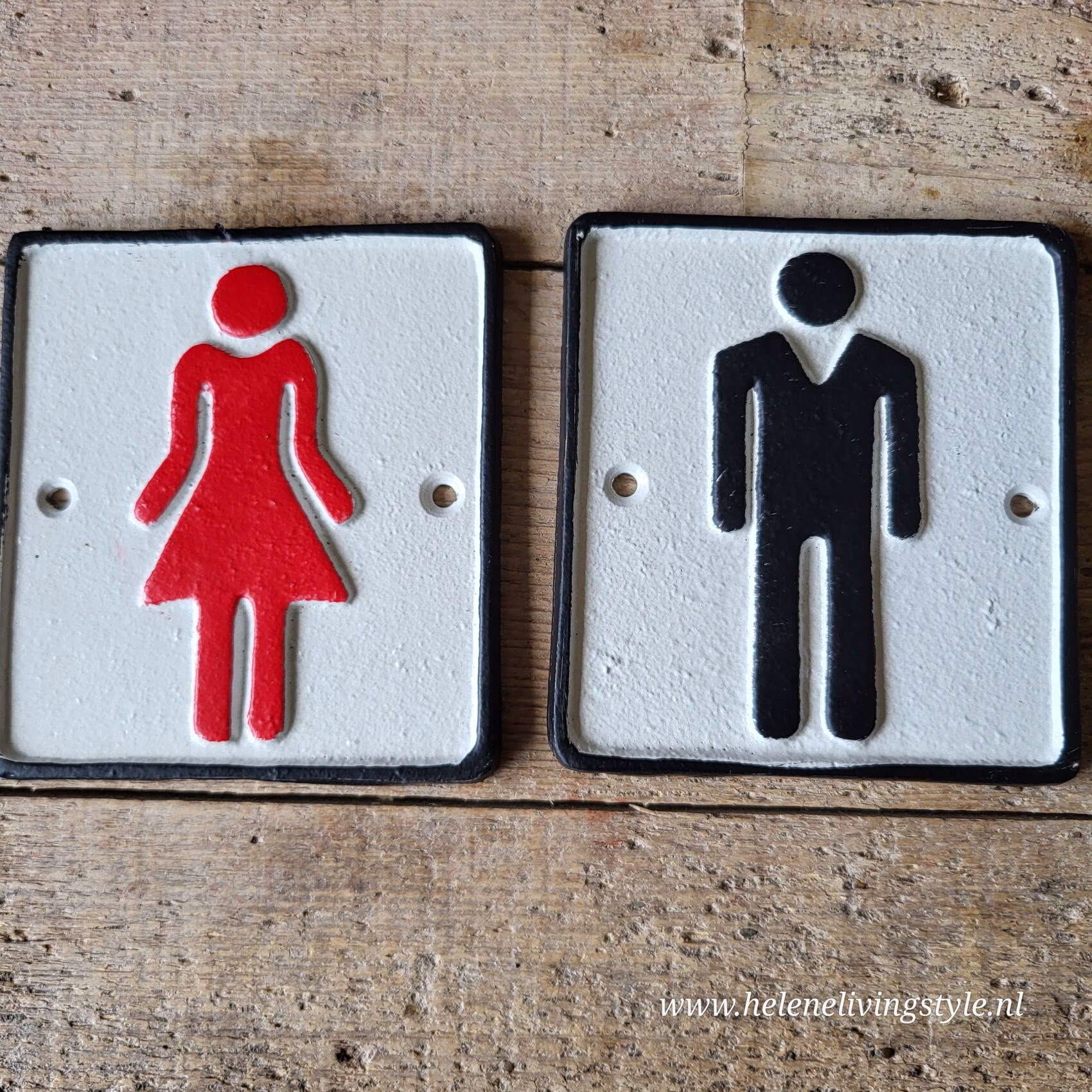 Unieke WC-deurdecoratie in landelijke stijl – Gietijzeren set Man & Vrouw 2 deurdecoratie set Man & Vrouw