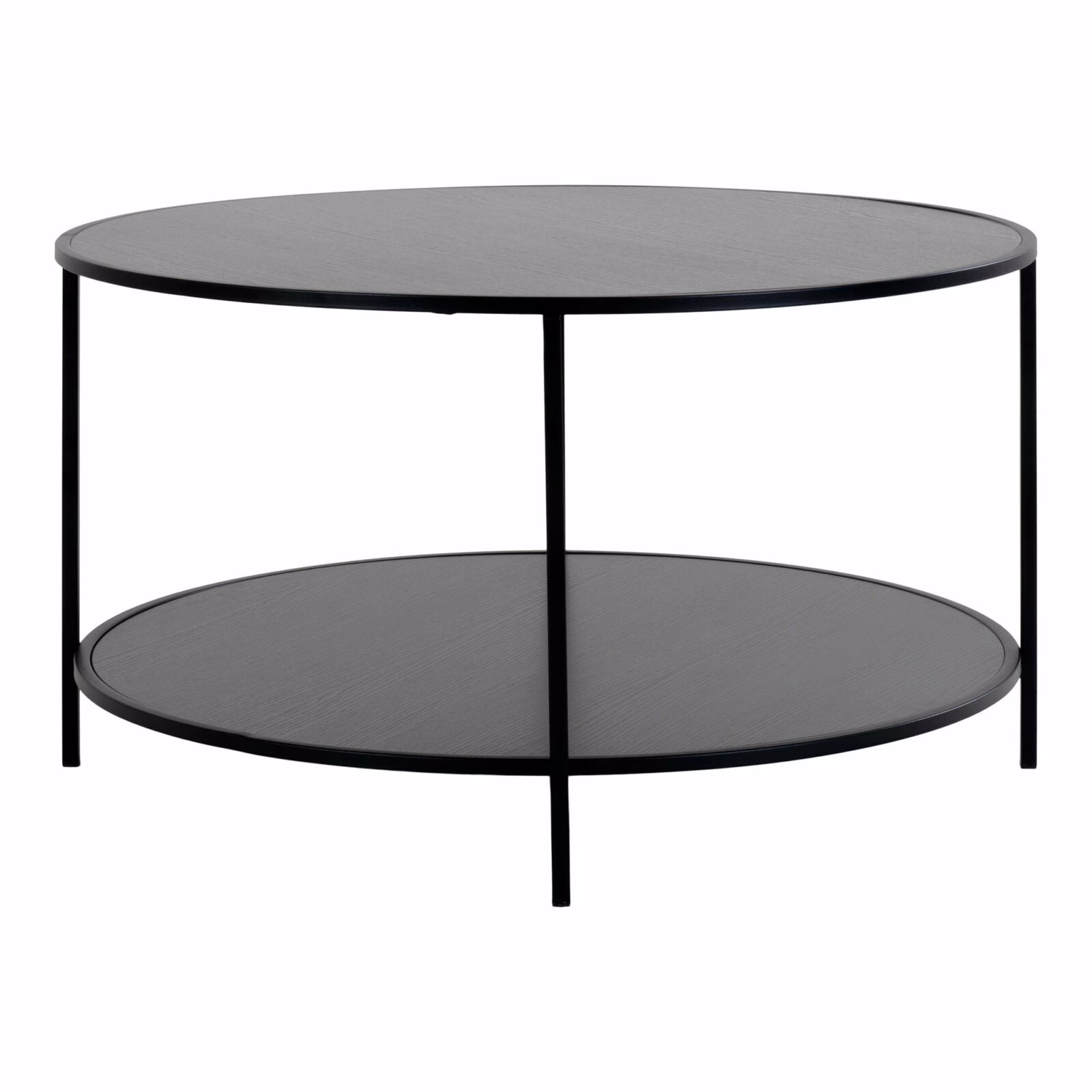 Vita Salontafel Zwart – Ronde Tafel met Opbergruimte Ø80 cm 4 ronde-salontafel-zwart