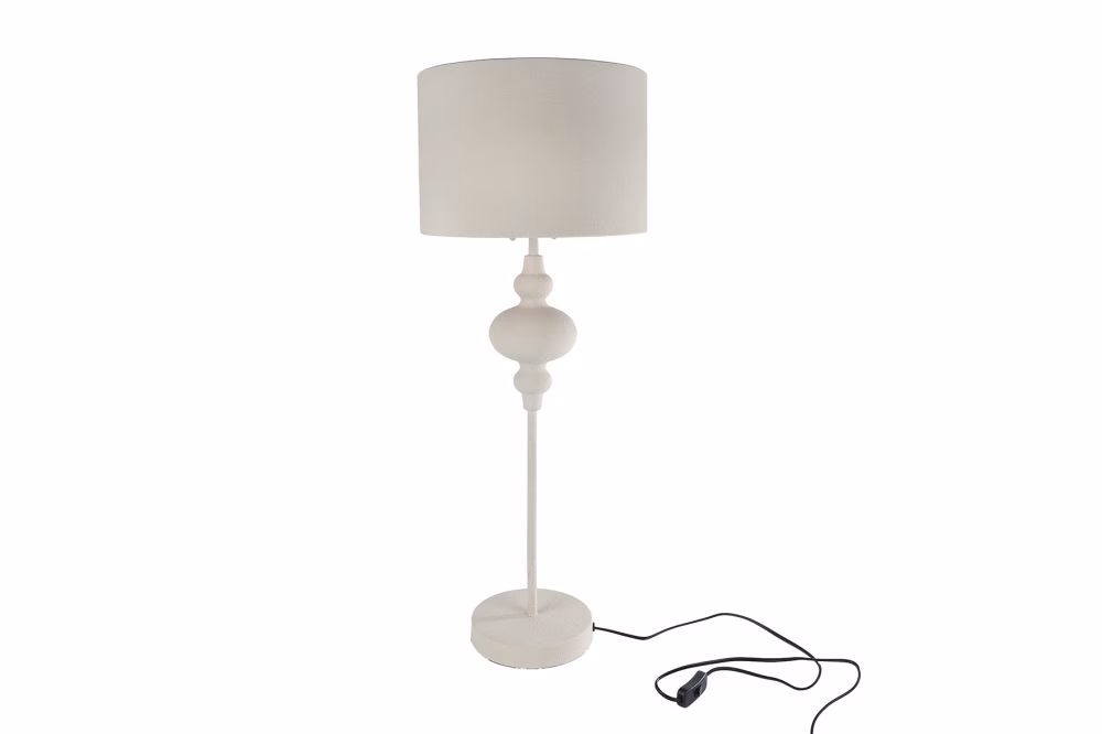 Moderne Klasse Tafellamp Chiel – in Beige inclusief metalen Kap 1 Tafellamp Chiel met Metalen Voet