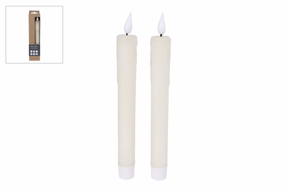 Set van 2 LED Kaarsen "Tearful" – Ivoor met Druip-effect 1 LED Kaars Tearful Ivoor
