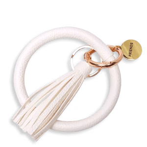Off White Vegan Leren Sleutelhanger