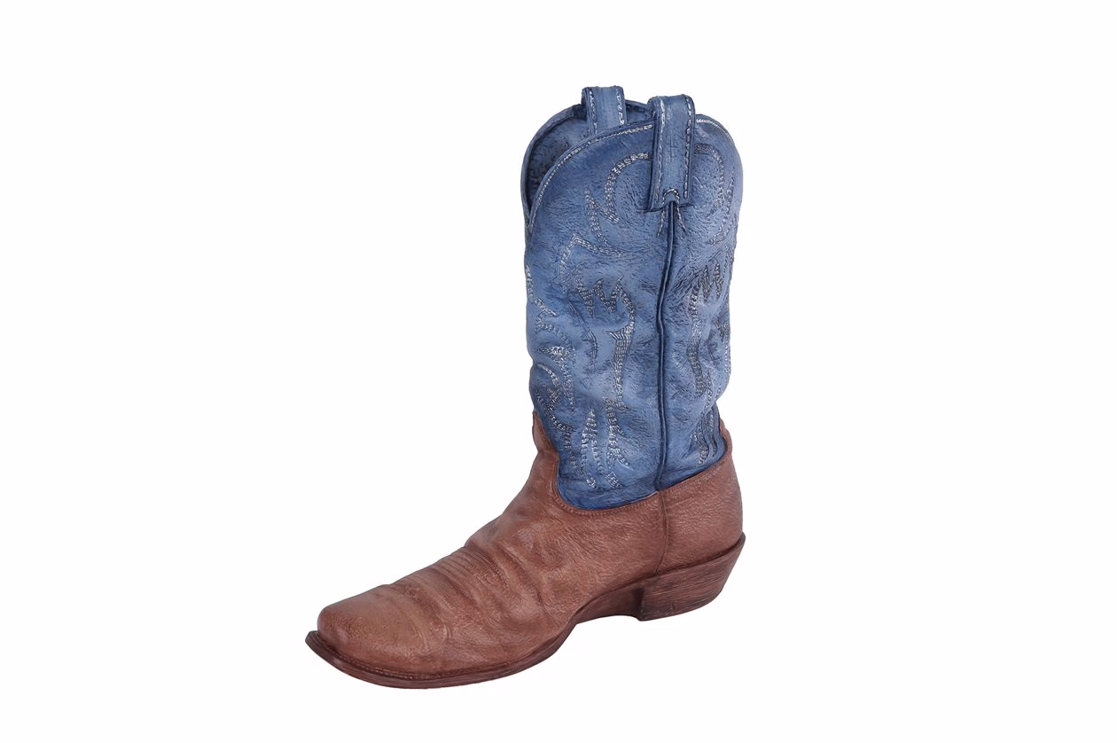 Decoratieve Cowboylaars Vaas – Blauw, 28cm 1 Cowboylaars Vaas blauw decoratie vaas 28cm