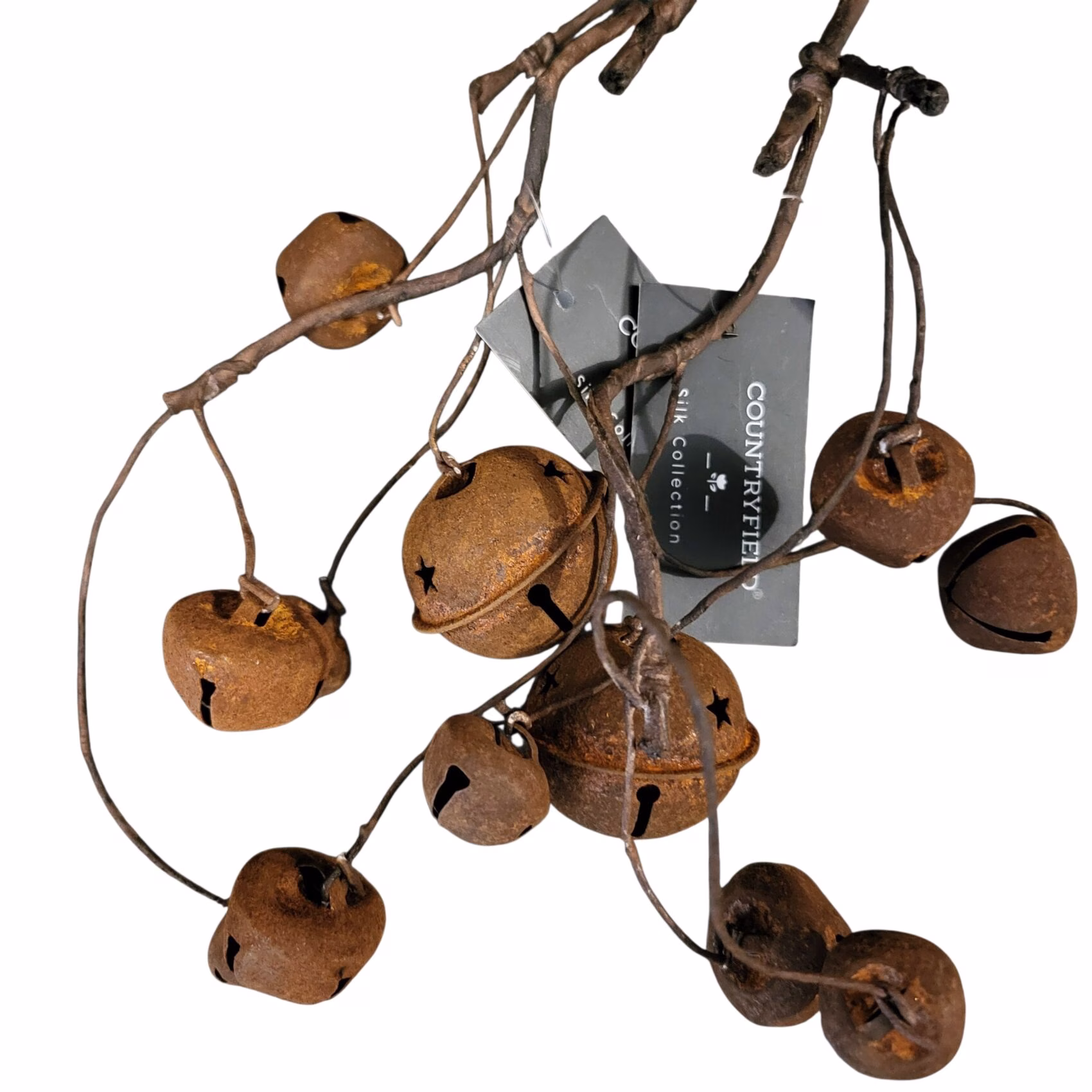 Countryfield roestige belletjes tak 40 cm-sfeervol & landelijk kerstdecoratie 4 Roestbelletjes tak Countryfield