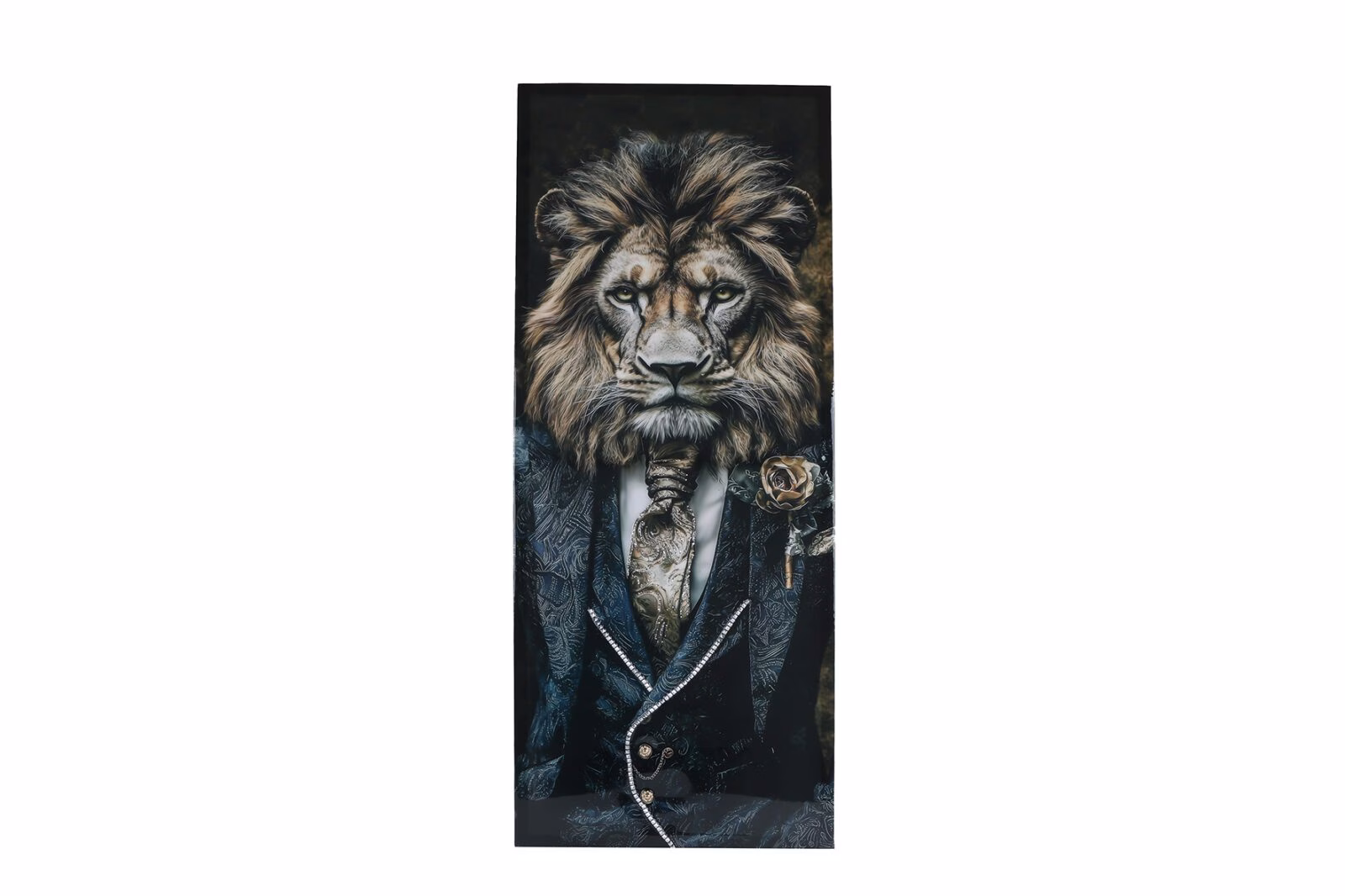 Schilderij Gentlemen Lion – High Gloss Zwart 40×100 cm 1 Schilderij Gentlemen Lion high gloss