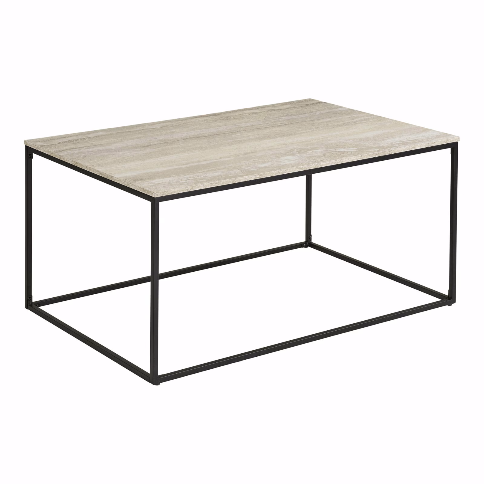 Salontafel, travertin look, zwart frame, 90x60x45 cm 1 salontafel-travertin-look-zwart-frame-90x60