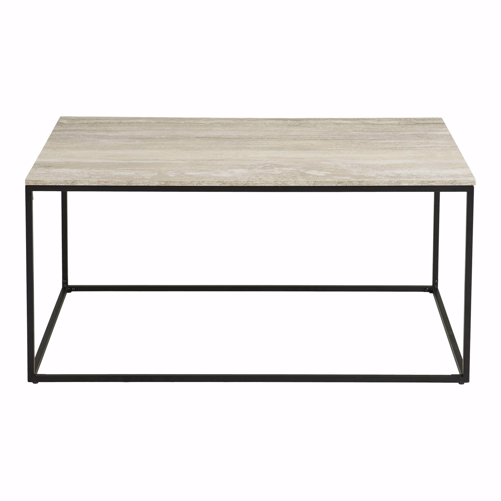 Salontafel, travertin look, zwart frame, 90x60x45 cm 2 Salontafel, travertin look, zwart frame, 90x60x45 cm - Afbeelding 2