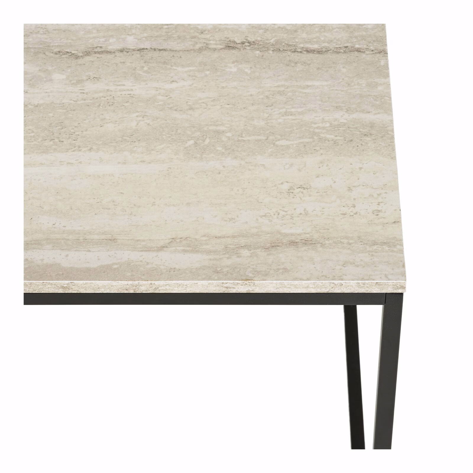 Salontafel, travertin look, zwart frame, 90x60x45 cm 3 Salontafel, travertin look, zwart frame, 90x60x45 cm - Afbeelding 3