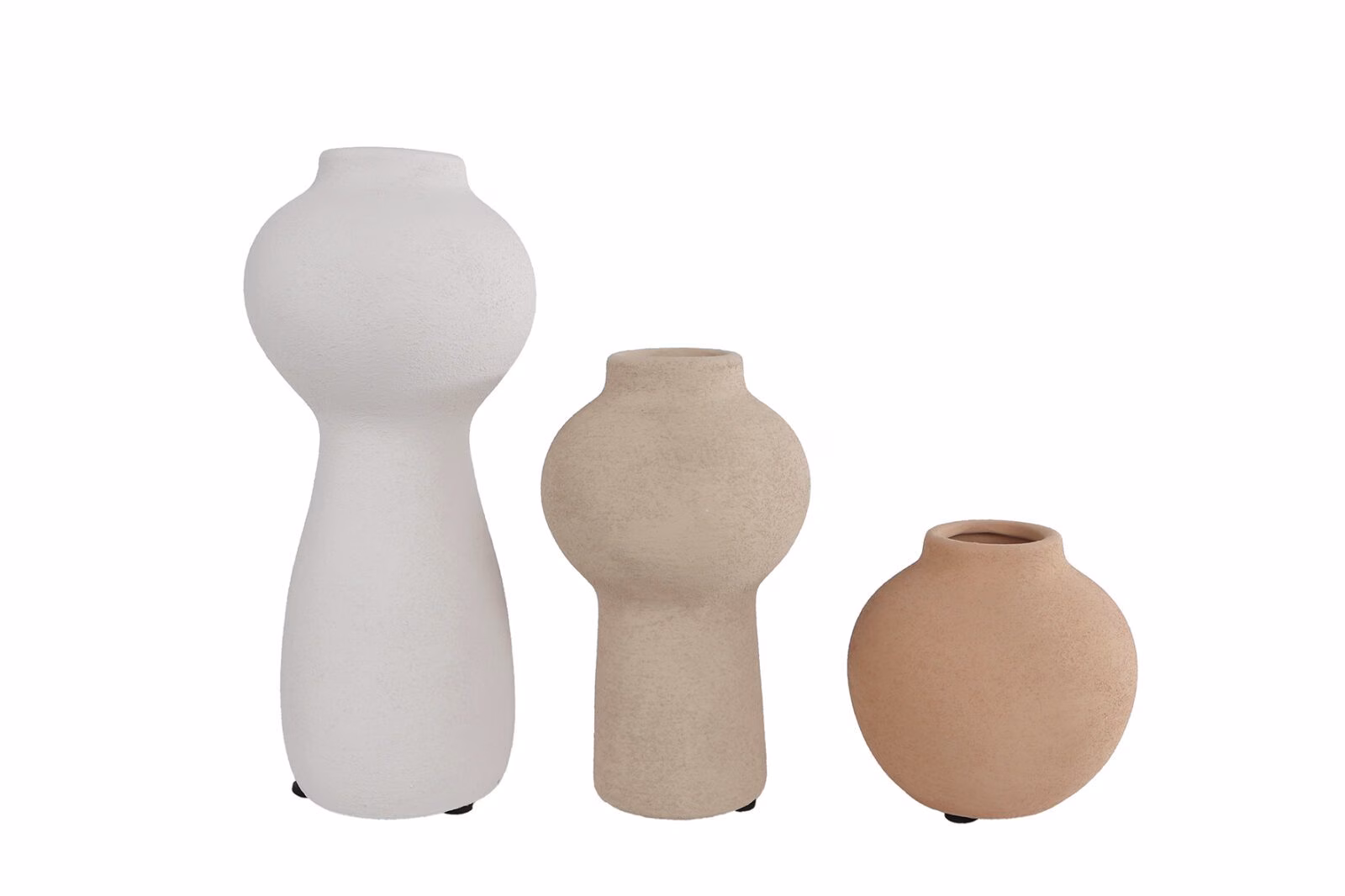 Vaas “Izzy” Set van 3 – Wit/Beige/Bruin – Aardetinten – Organische Vormen 1 Vaas Izzy set van 3 aardetinten