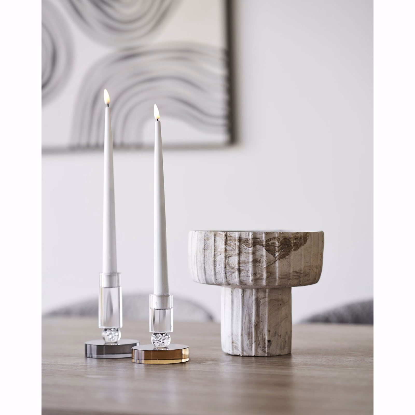 Kandelaar Glas Grijs/Wit – Ø9×13 cm | Stijlvol & Modern 5 Kandelaar Glas Grijs/Wit – Ø9×13 cm | Stijlvol & Modern - Afbeelding 5