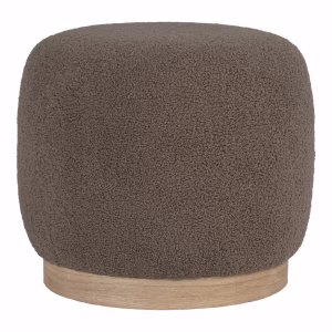 Belfort Poef bouclé, bruin Ø44,5x40