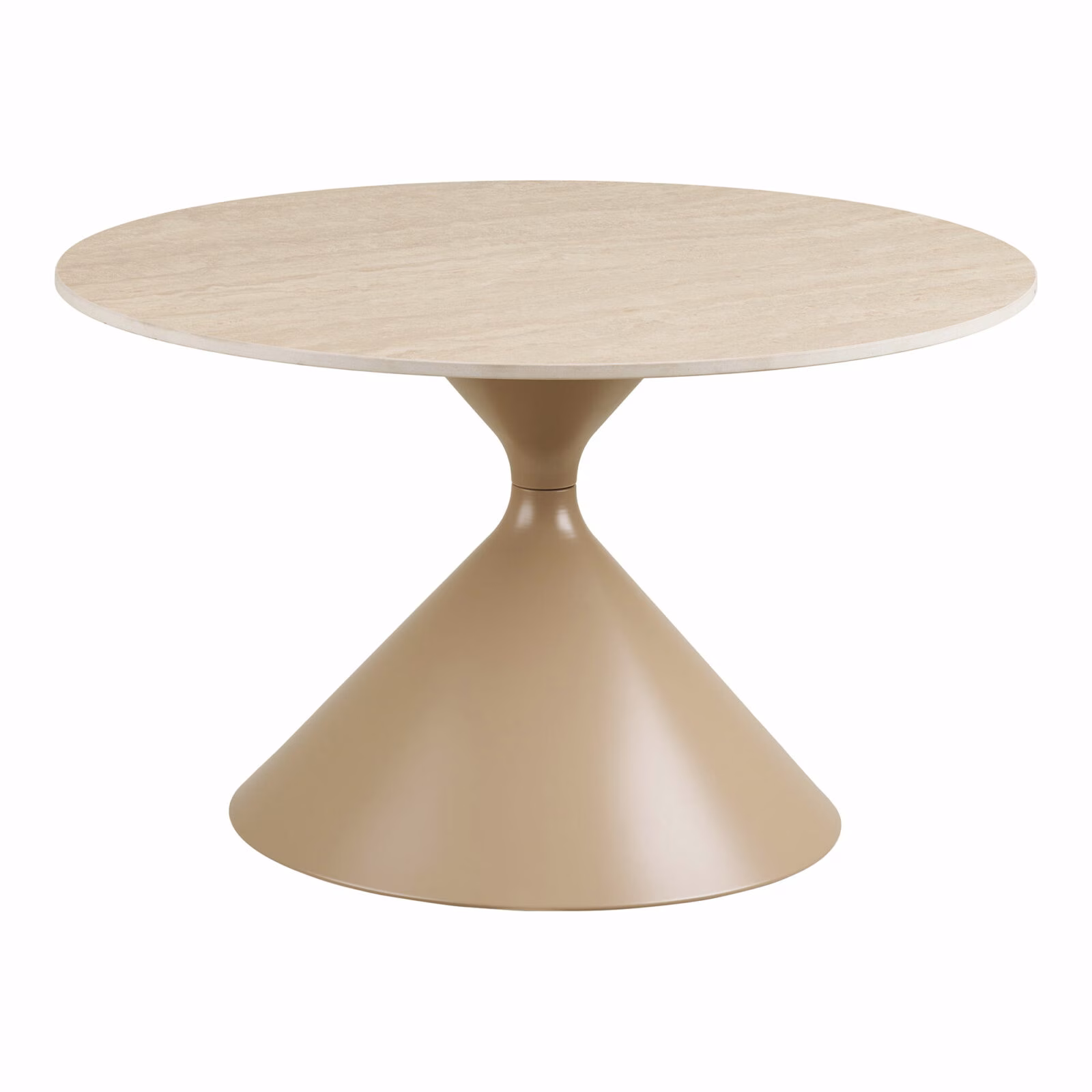 Salontafel Annecy Travertine Look Ø70 cm – Keramisch Blad & Stalen Onderstel – Sand 1 Salontafel Annecy Ø70 cm