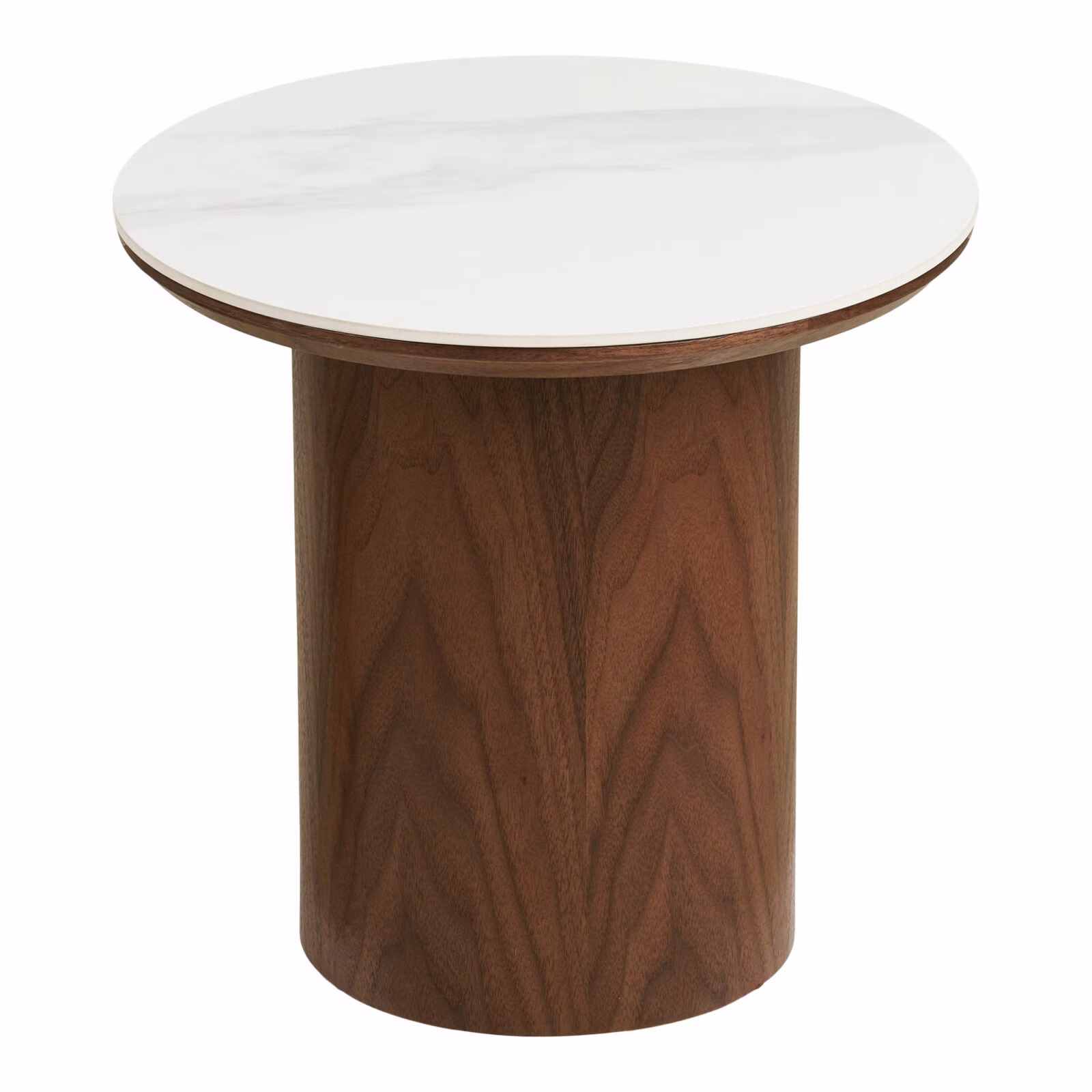 Noli Bijzettafel - Bijzettafel, ceramisch tafelblad/essenfineer, wit/donkerbruin ø40x38 cm 2 Noli Bijzettafel - ceramisch bovenblad
