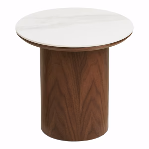 Noli Salontafel Ø60 cm – Keramisch Tafelblad Wit & Donkerbruin | Huis Nordisch