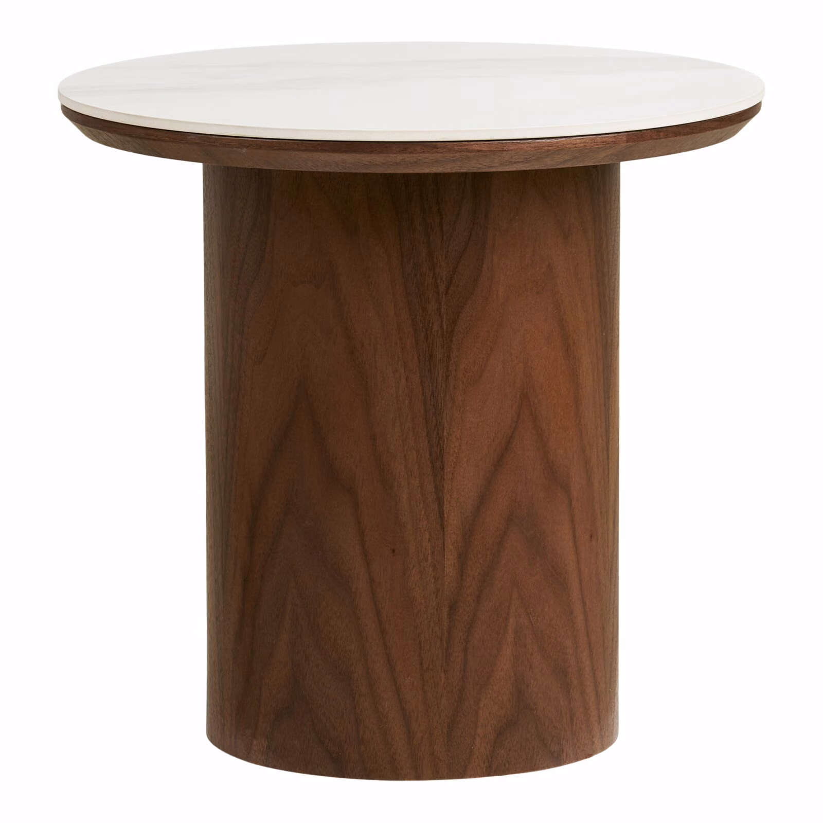 Noli Bijzettafel - Bijzettafel, ceramisch tafelblad/essenfineer, wit/donkerbruin ø40x38 cm 1 Noli Bijzettafel - ceramisch bovenblad
