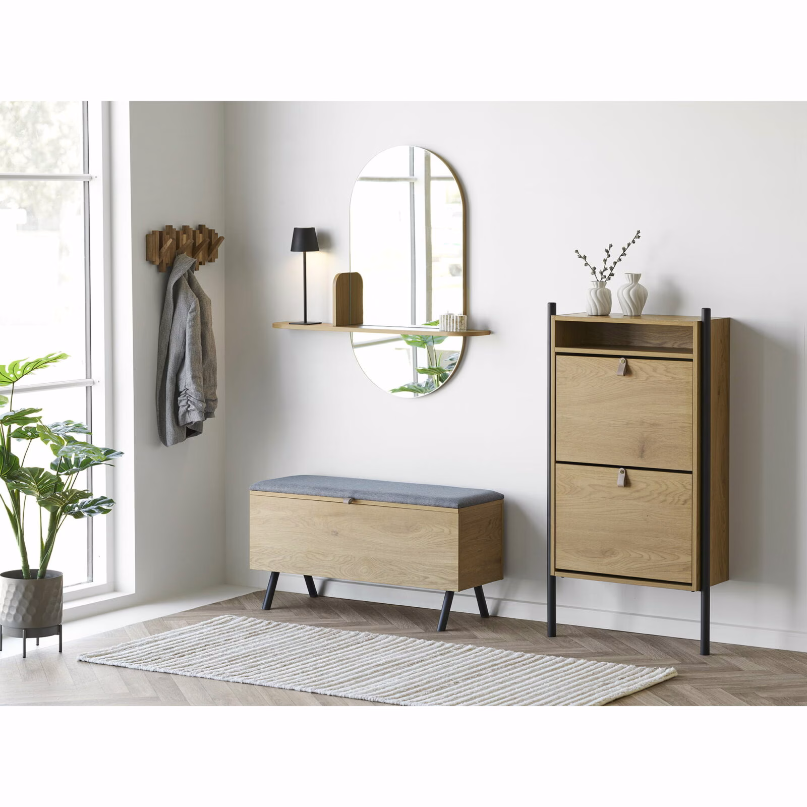 Barco Spiegel met plank - Spiegel met plank, eikenlook 92x15x94,5 cm 5 Barco Spiegel met plank - Spiegel met plank, eikenlook 92x15x94,5 cm - Afbeelding 5