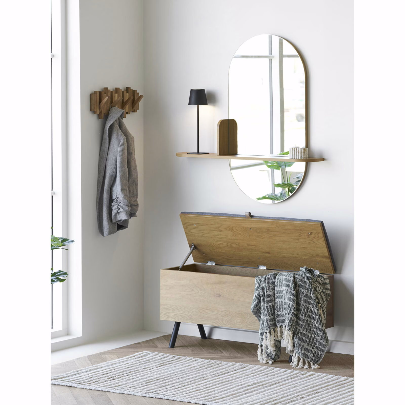 Barco Spiegel met plank - Spiegel met plank, eikenlook 92x15x94,5 cm 6 Barco Spiegel met plank - Spiegel met plank, eikenlook 92x15x94,5 cm - Afbeelding 6