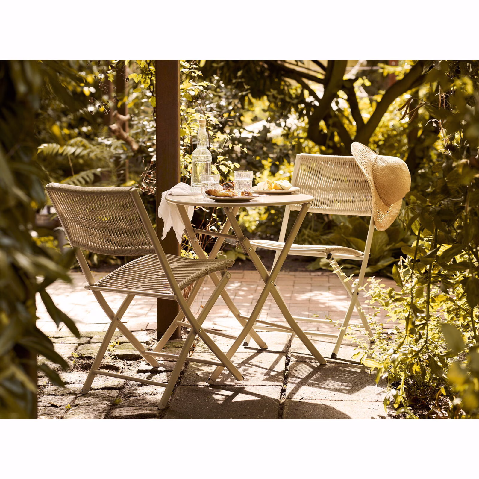 Arcas Bistro Set Taupe – 2 Stoelen + Tafel – Rope/Steel – Compact & Stijlvol 2 Arcas bistroset taupe