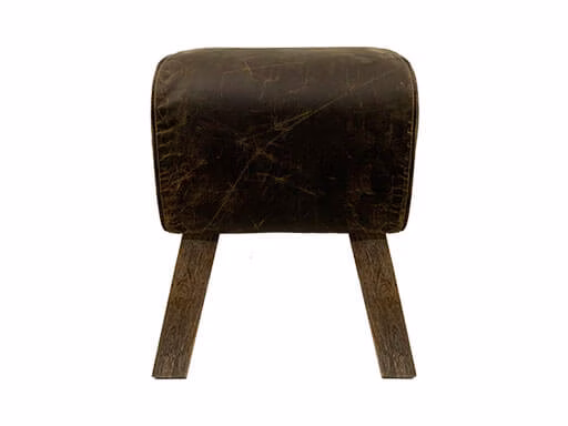 Turnbok Kruk Bruin – Stoere Leren Hocker – Bok 2 Turnbok Kruk Bruin – Stoere Leren Hocker – Bok - Afbeelding 2