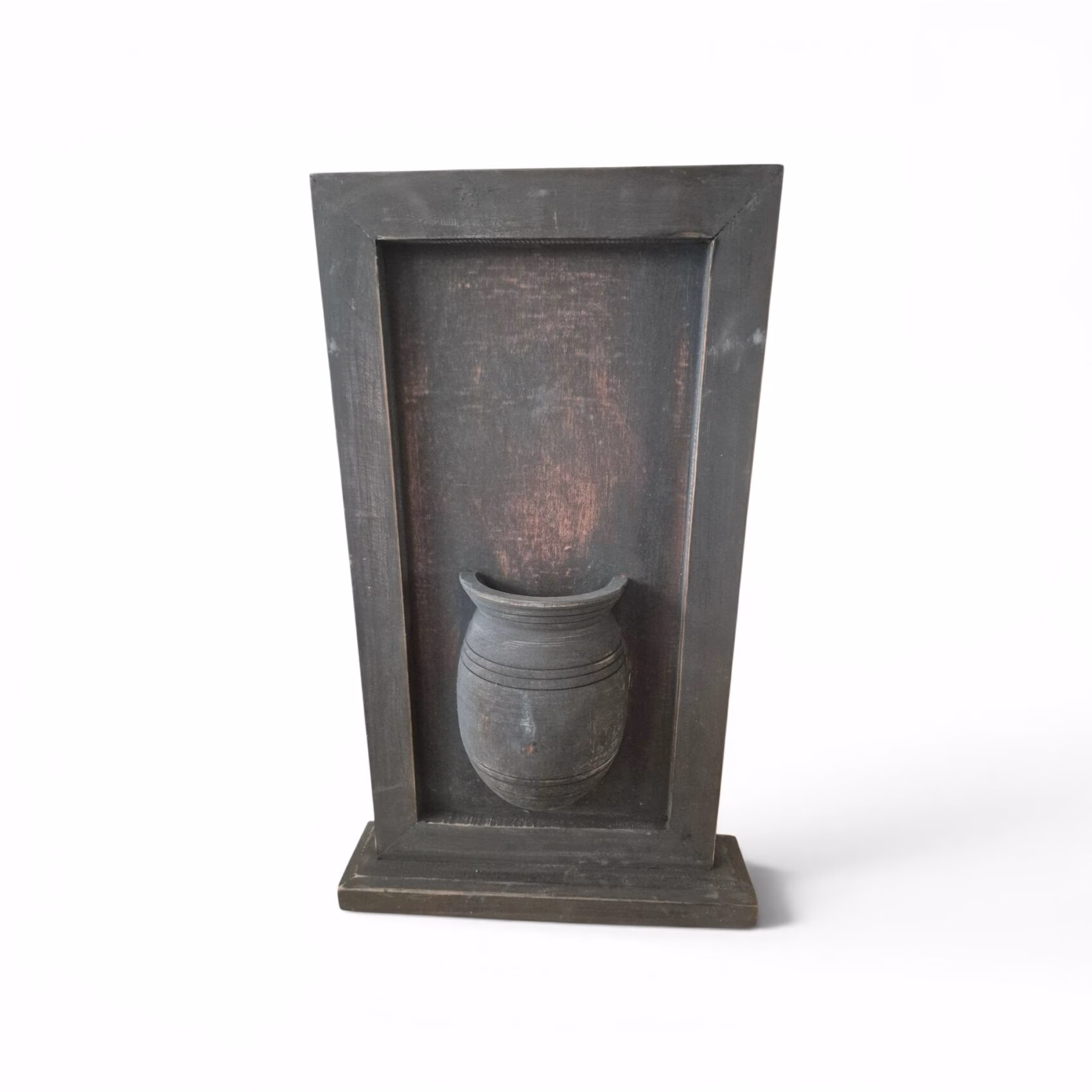 Staand Wandpaneel met Halve Nepalese Pot – Antraciet Grijs – Handgemaakt – 55×34 cm 1 staand wandpaneel Nepalese pot