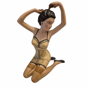 Vintage Stijl polystone Beeldje – Vrouw in Elegante Lingerie (Boudoir Art)