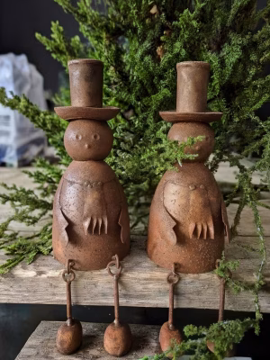 roestige sneeuwman 30cm met Wiebelbeentjes 30 cm - Countryfield Kerstdecoratie