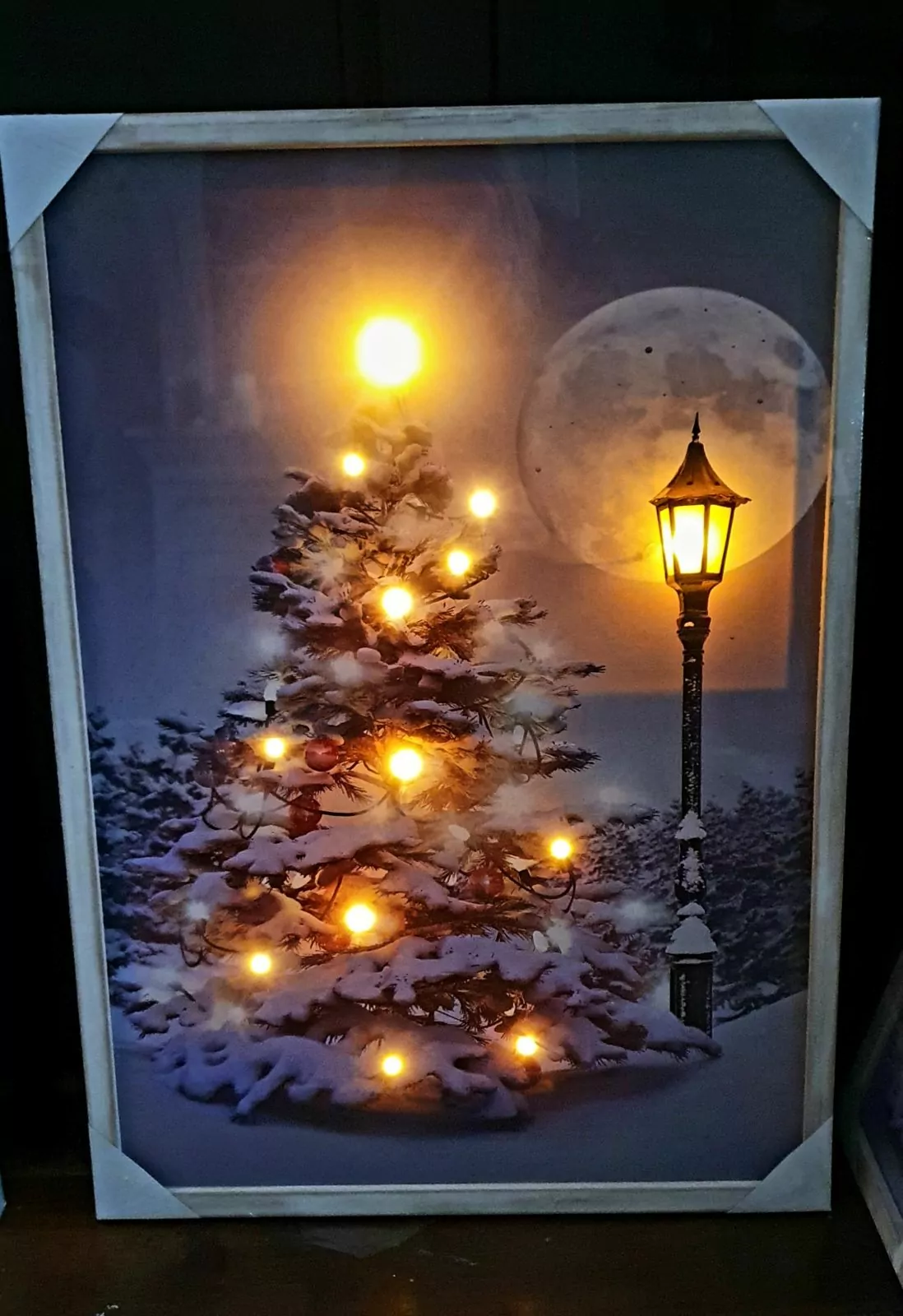 Schilderij kerstboom led 90 5 Schilderij kerstboom op canvas 17 led