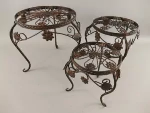 Bijzettafel metaal set roestbruin