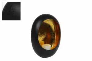 Windlicht "Pim" XXL zwart/goud metaal