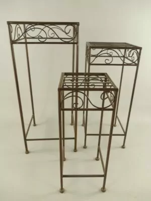 Bijzettafel plantentafel set bruin